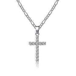 CERSLIMO Kreuz Kette Herren Damen, Kette mit Kreuz Silber Halskette Anhänger Kreuz AAA Zirkonia für Mädchen Jungen Freund von CERSLIMO