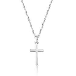 CERSLIMO Kreuz Kette Sliber Halskette mit Kreuz Anhänger Kupfer für Damen Herren Jungen von CERSLIMO