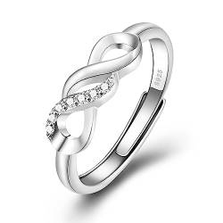 CERSLIMO Unendlichkeitszeichen Ringe Frauen, Zirkonia Ring Silber 925 Infinity Verstellbare Eheringe/Verlobungsring/Silberringe/Promise/Trauringe/Engagement für Damen Freundin von CERSLIMO