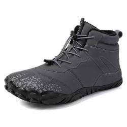 CERYTHRINA Barfußschuhe Damen Herren Winter Warm Gefüttert Wasserdicht Winterschuhe Outdoor Traillaufschuhe Unisex Grau 37 von CERYTHRINA