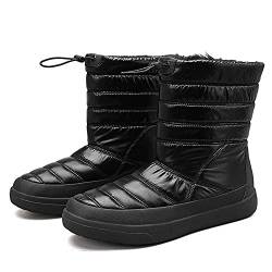 CERYTHRINA Damen Schneestiefel Wasserdichte Ankle Bootie Verdicken Baumwollstiefel mit Rutschfester Plüsch Winterstiefel Schlupfstiefel Warm Gefüttert Schwarz 40 von CERYTHRINA