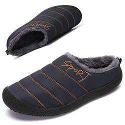 CERYTHRINA Herren Damen Hausschuhe Plüsch Warm Gefüttert Anti-Skid Pantoffeln Winter Indoor Rutschfeste Gummisohle Slipper Outdoor Home Yard Clogs Marine 41 von CERYTHRINA