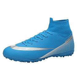 CERYTHRINA Herren Fußballschuhe Kinder High Top Spikes Cleats Fussballschuhe Professionelle Athletics Kunstrasen Trainingsschuhe Teenager Outdoor Atmungsaktive Sportschuhe Blau 47 von CERYTHRINA