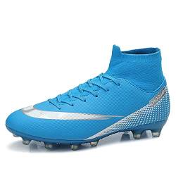 CERYTHRINA Herren Fußballschuhe Kinder High Top Spikes Cleats Fussballschuhe Professionelle Athletics Kunstrasen Trainingsschuhe Teenager Outdoor Atmungsaktive Sportschuhe Blau Stollen 40 von CERYTHRINA