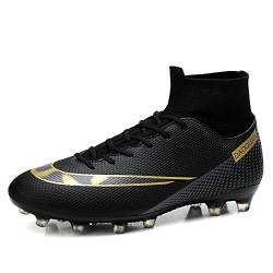 CERYTHRINA Herren Fußballschuhe Kinder High Top Spikes Cleats Fussballschuhe Professionelle Athletics Kunstrasen Trainingsschuhe Teenager Outdoor Atmungsaktive Sportschuhe Schwarz Stollen 46 von CERYTHRINA