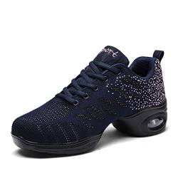 CERYTHRINA Jazzschuhe Damen Geteilte Sohle Plateauschuhe Schnüren Training Tanzsneaker Athletic Schuhe Tanzen Fitness Yoga Sportschuhe Blau 40 von CERYTHRINA