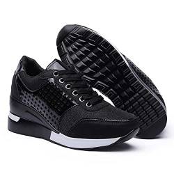 CERYTHRINA Keilabsatz Turnschuhe Damen Freizeit Wedges Plateau Sneaker Outdoor Plattform Sportschuhe Bequeme Freizeitschuhe Schwarz 39 von CERYTHRINA