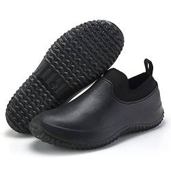 CERYTHRINA Men Women Erwachsene Gartenschuhe rutschfest Küchenschuhe Kochschuhe Regenstiefel Komfort Wasserdicht Arbeitsschuhe Gummischuh Indoor Outdoor Koch Clogs für Küche Büro Schwarz 41 von CERYTHRINA