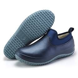 Männer Frauen Erwachsene Gartenschuhe rutschfest Küchenschuhe Kochschuhe Regenstiefel Wasserdicht Arbeitsschuhe Gummischuh Indoor Outdoor Koch Clogs für Küche Büro Blau-Baumwolle 48 von CERYTHRINA