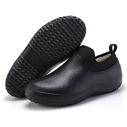 Männer Frauen Erwachsene Gartenschuhe rutschfest Küchenschuhe Kochschuhe Regenstiefel Wasserdicht Arbeitsschuhe Gummischuh Indoor Outdoor Koch Clogs für Küche Büro Schwarz-Baumwolle 43 von CERYTHRINA