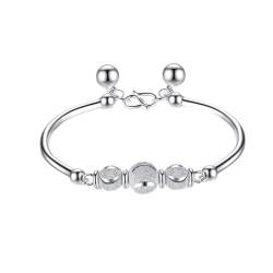 CETEOR Freundschaftsarmband, Frauen S990 Sterling Silber Armband Chinesische Vintage Matte Perlen Armband Offene Manschette Armreif Damen Sterling Silber Schmuck von CETEOR