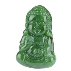 CETEOR Jade-Anhänger, Feng Shui Amulett Lachender Buddha-Halskettenanhänger, echter zertifizierter Jadeit der Güteklasse A, Hetian-Jade-Anhänger, handgefertigt, Reiki-Chakra, Meditation, Unisex, Grün von CETEOR