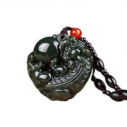 Jade-Anhänger, Feng Shui Pi Xiu Amulett-Halsketten-Anhänger, natürlicher Halbedelstein, Hetian-Jade, handgefertigter Piyao-Anhänger, Reiki-Chakra, Meditations-Talisman for Wohlstand, Geld, viel Glück, von CETEOR