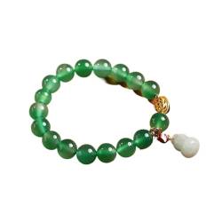 Perlen Armband, Feng Shui Kristall Armband 7A Glück Wu Lou Charm Balance Armband Natürliche Smaragd Achat Reichtum Amulett Ziehen Wohlstand Liebe Glück Geld,Grün, One Size, agate von CETEOR