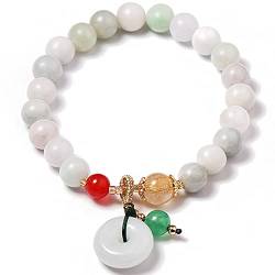 Perlenarmband, natürliches Edelstein-Armband, Smaragd-Jade-Armband, 8 mm, Perlenarmband für Frauen, Harmonie-Schnalle/Donut-Anhänger, Reiki-Kristall-Chakra, Einheitsgröße, Achat von CETEOR