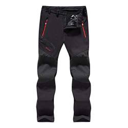 CEWIFO Anzughose Stretch Herren Soild Pant Wanderhose Winddichte Arbeitshose Taschen Warme Fleece gefütterte Hose Outdoor Fitness Softshellhose Stoffhose Schwarz von CEWIFO