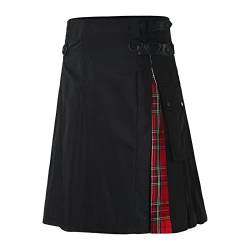 CEWIFO Faltenrock kurz Herren Original Daily Faltenrock kurz schwarz Bequeme Faltenrock kurz sexy Faltenrock kurz schwarz Herren Skirts Männer Traditioneller Kilt Gestreift von CEWIFO