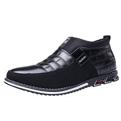 CEWIFO Mokassins Slipper Fahren Schuhe Leicht Weich Loafers Handgefertigt Flache Business Schuhe Herren-Slip-on-Loafer Weiches Rindsleder Mit Weicher Sohle Flach Niedrige -Schuhe (Z10161-Black, 40) von CEWIFO