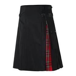 CEWIFO Party Atmungsaktive Streetwear schlanker Passform Vacation Atmungsaktive Herren Skirts Faltenrock kurz LäSsige Mittelalterliche Schottland Faltenröcke schottischer Kilt Herren von CEWIFO