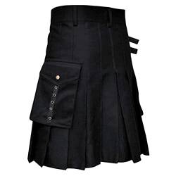 CEWIFO schottenrock Herren Kilt original gürtel breit Faltenrock Damen lang beige Gestreift Faltenrock lang schwarz Faltenrock weiß schottischer Kilt rot Schottenrock Skater Schottischer Kilt von CEWIFO