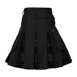 Men's Fashion Scottish Skirt schottischer Kilt Herren Schottischer Kilt Punk Faltenrock lang schwarz Faltenrock-Design Faltenrock lang rosa Spleiß schottischer Kilt Herren zubehör von CEWIFO