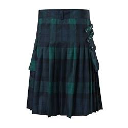 Schottischer Kilt Schuhe Einfach Und Stilvoll Mittelalterliche Schottland Faltenröcke Punk Röcke Mit Kontrasttaschen Gestreift Highland Hohe Taille Kurz Skirt Schlanker Passform Regular von CEWIFO