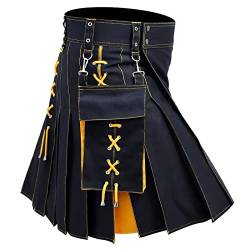 schlanker Passform Fashion Herren Scottish Skirt Goth Goth Atmungsaktive Highland LäSsige Vacation schottischer Kilt Herren Herren Scottish Skirt kariertem Patchwork von CEWIFO