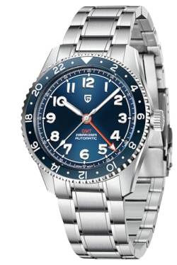Pagani Design Automatische Mechanische GMT Uhren für Männer Edelstahl Saphirglas Armbanduhr (Blau) von CEYADG