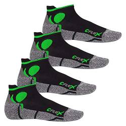 CFLEX Damen und Herren Running Funktions-Sneakersocken (4 Paar) Laufsocken- Schwarz-Grün 39-42 von CFLEX