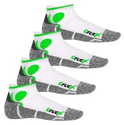 CFLEX Damen und Herren Running Funktions-Sneakersocken (4 Paar) Laufsocken- Weiss-Grün 39-42 von CFLEX