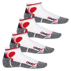 CFLEX Damen und Herren Running Funktions-Sneakersocken (4 Paar) Laufsocken- Weiss-Rot 43-46 von CFLEX