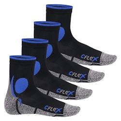 CFLEX Damen und Herren Running Funktions-Socken (4 Paar) Laufsocken - Schwarz-Blau 39-42 von CFLEX