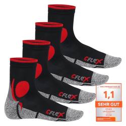 CFLEX Damen und Herren Running Funktions-Socken (4 Paar) Laufsocken - Schwarz-Rot 43-46 von CFLEX