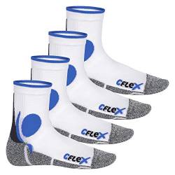 CFLEX Damen und Herren Running Funktions-Socken (4 Paar) Laufsocken - Weiss-Blau 39-42 von CFLEX