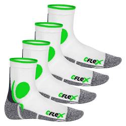 CFLEX Damen und Herren Running Funktions-Socken (4 Paar) Laufsocken - Weiss-Grün 39-42 von CFLEX