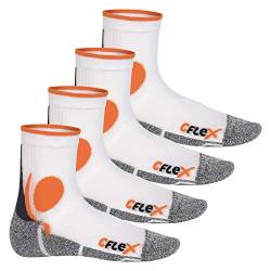 CFLEX Damen und Herren Running Funktions-Socken (4 Paar) Laufsocken - Weiss-Orange 39-42 von CFLEX