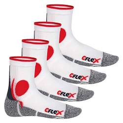 CFLEX Damen und Herren Running Funktions-Socken (4 Paar) Laufsocken - Weiss-Rot 39-42 von CFLEX