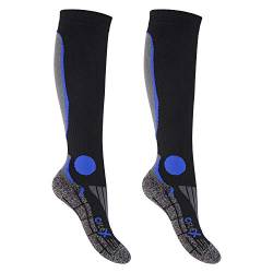 CFLEX Herren & Damen Running Kompressions Strümpfe (2 Paar), Sport Kniestrümpfe - Schwarz-Blau 43-46 von CFLEX