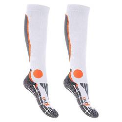 CFLEX Herren & Damen Running Kompressions Strümpfe (2 Paar), Sport Kniestrümpfe - Weiss-Orange 39-42 von CFLEX