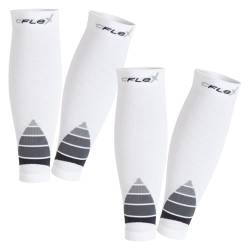 CFLEX Herren & Damen Sport Kompressions Stulpe (2 Paar) Wadenbandage - Weiss-Grau S-M von CFLEX