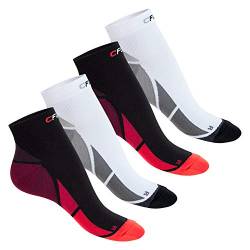 CFLEX Herren & Damen Sport Kompressionssocke (4 Paar) Kurzschaft Socken - Weiß-Grau und Schwarz-Rot Mix 39-42 von CFLEX
