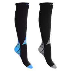 CFLEX Herren & Damen Sport Strümpfe (2 Paar) Kompressions Kniestrümpfe - Schwarz-Blau und Grau Mix 43-46 von CFLEX