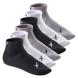 CFLEX Lifestyle Herren & Damen Kurzschaft Socken (6 Paar), Baumwoll Quarter Socken - Black-Grey-White Mix 39-42 von CFLEX