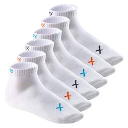CFLEX Lifestyle Herren & Damen Kurzschaft Socken (6 Paar), Baumwoll Quarter Socken - White Mix 39-42 von CFLEX
