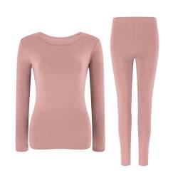 CFlong Thermowäsche Set, DamenThermounterwäsche, Thermo Unterwäsche, Ultra Soft Warm Rundhals Langarm Dünner Schmaler Ober- Und Unterteil Anzug (Pink,XXL(70-80kg)) von CFlong