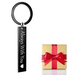 CGFN Personalisierter Schlüsselbund, Schlüsselanhänger aus Edelstahl mit personalisierter Textgravur, Das Perfekte Geschenk für Freunde/Paare/Partner/Väter/Mütter (Schwarz) von CGFN