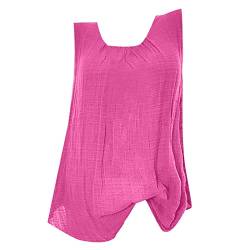 CGGMVCG Damen Leinen Tank Top Bluse Baggy ärmellos Tee Weste Tank Tops Plus T-Shirt ärmellose Blusen für Frauen, Knallpink, Groß von CGGMVCG