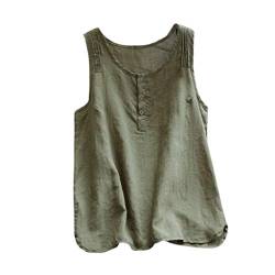 CGGMVCG Damen Tank Top Bluse Baggy ärmellos Leinen Tee Weste Tank Tops Plus T-Shirt ärmellose Blusen für Frauen, Z01 Army Green, 3X-Groß von CGGMVCG