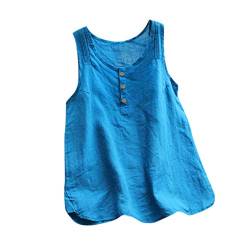 CGGMVCG Damen Tank Top Bluse Baggy ärmellos Leinen Tee Weste Tank Tops Plus T-Shirt ärmellose Blusen für Frauen, Z01 Blau, Klein von CGGMVCG