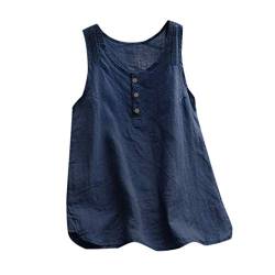 CGGMVCG Damen Tank Top Bluse Baggy ärmellos Leinen Tee Weste Tank Tops Plus T-Shirt ärmellose Blusen für Frauen, Z01 Navy, 3X-Groß von CGGMVCG